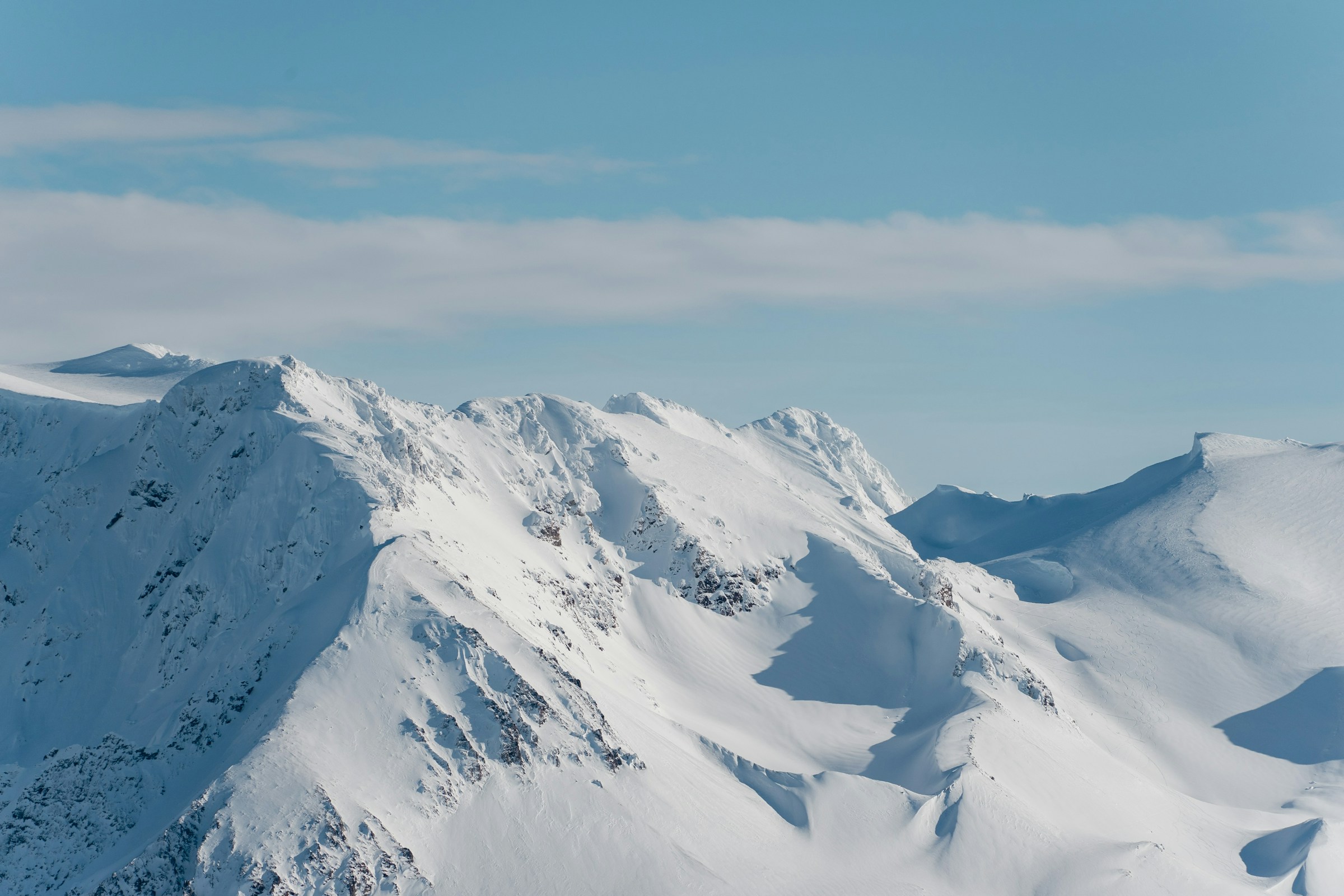 Panoramic view of the Himalayan mountain range in Nepal